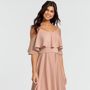 Kleinfeld Cold-Shoulder Satin Bridesmaid Dress